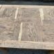 Renovated extendable farmhouse table in raw solid wood and marquetry 210cm