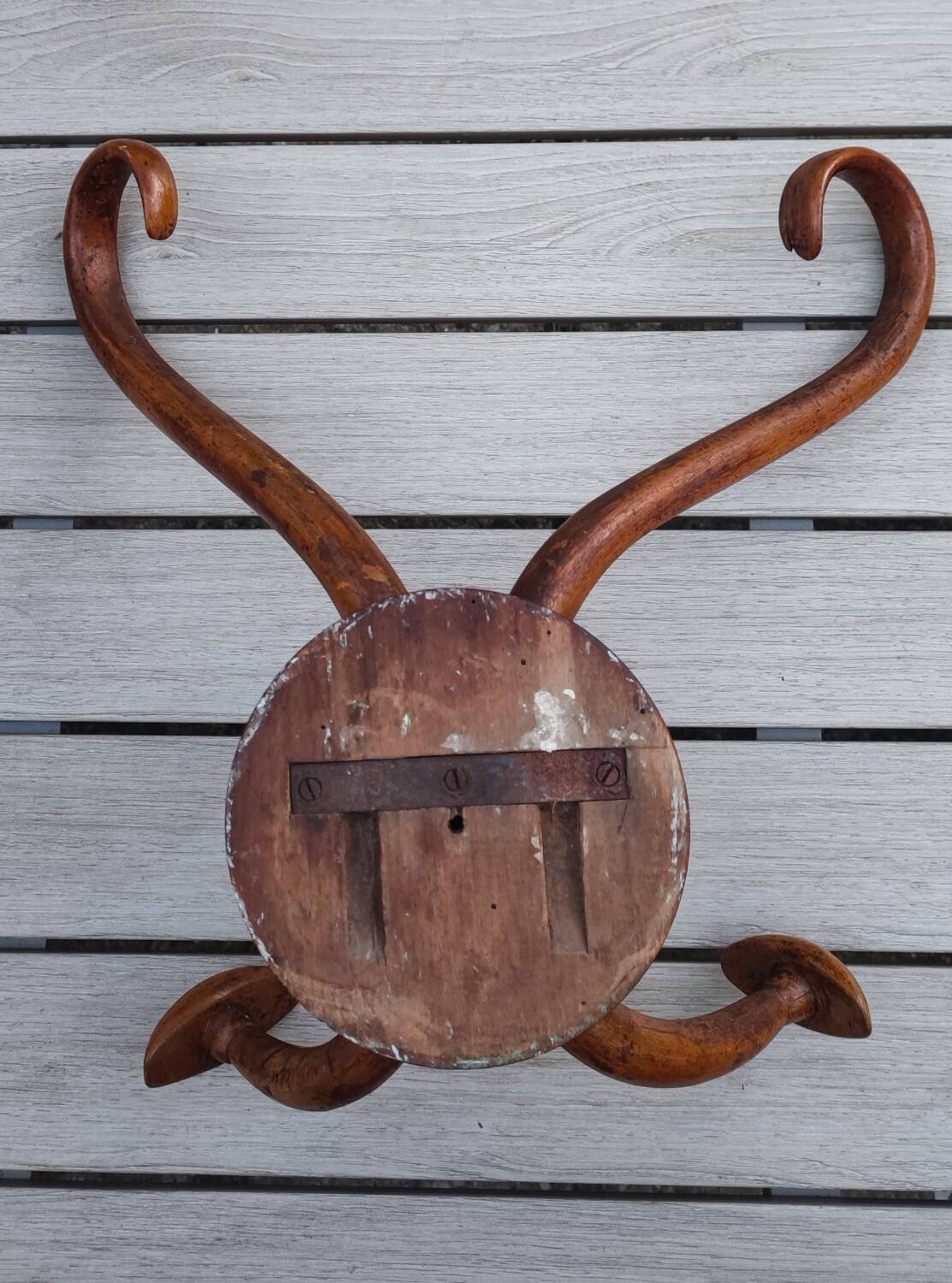 Curved wooden coat hook, circa 1900