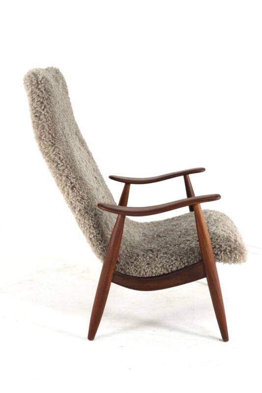 Mid century modern Armchair brown doodle (1) - total restoration - unique