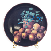 Large Gien plate Cueillette D. Lalande 30 cm – Fruit & violet decoration