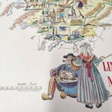 Old Limousin map illustrated Jacques Liozu 1951