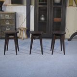 Set of 3 designer beech stools attributed to Louis Gamet, 1950s