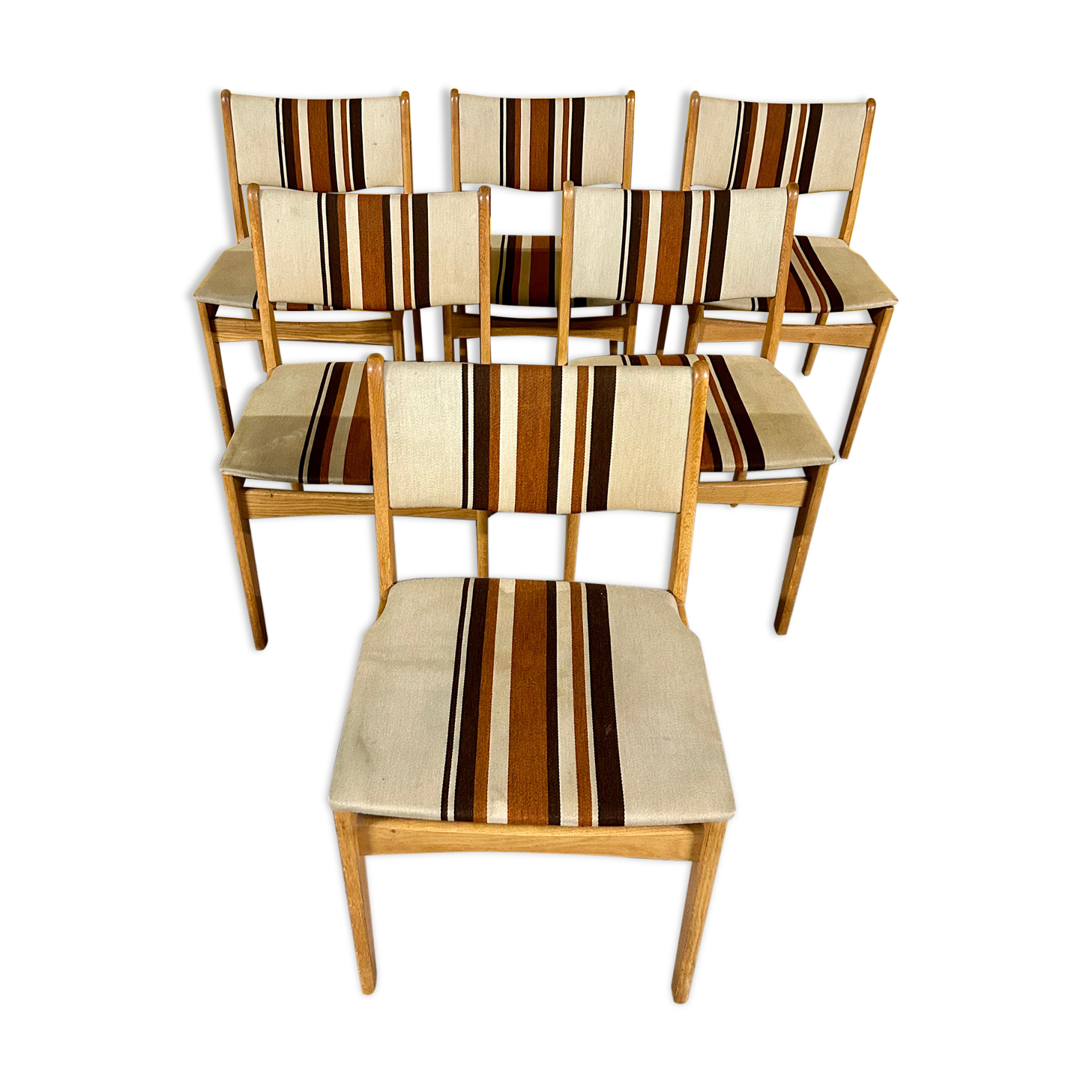 Set of 6 mid-century oak dining chairs by Uldum Mobelfabrik 1960s