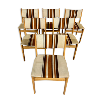 Set of 6 mid-century oak dining chairs by Uldum Mobelfabrik 1960s