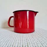 Pitcher vase in red enamelled sheet metal