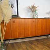 Scandinavian teak and metal row lb Larsen Kofod