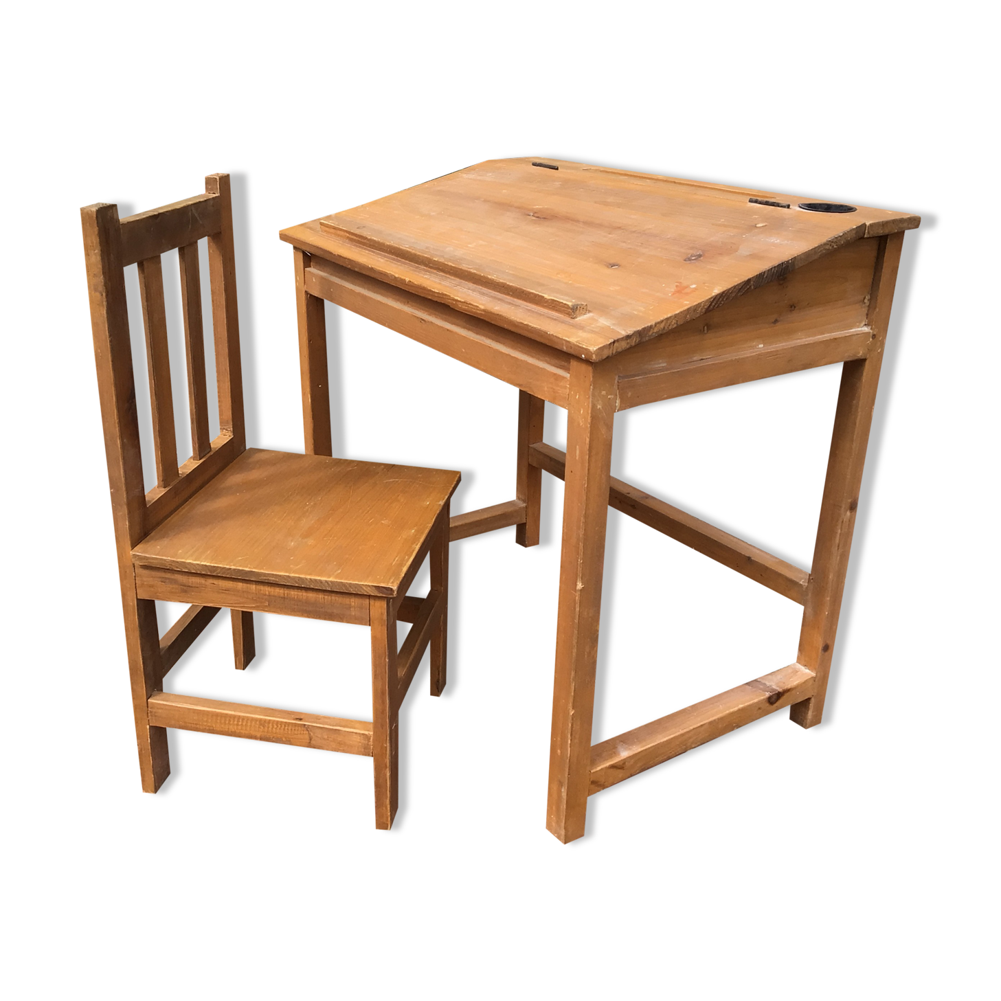 School desk with wooden chair