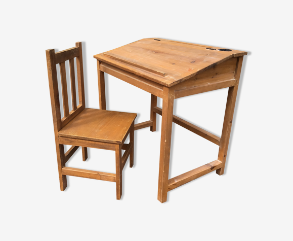Bureau écolier avec sa chaise en bois