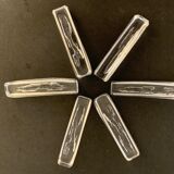 6 Striated and textured Daum crystal knife holders in their original box