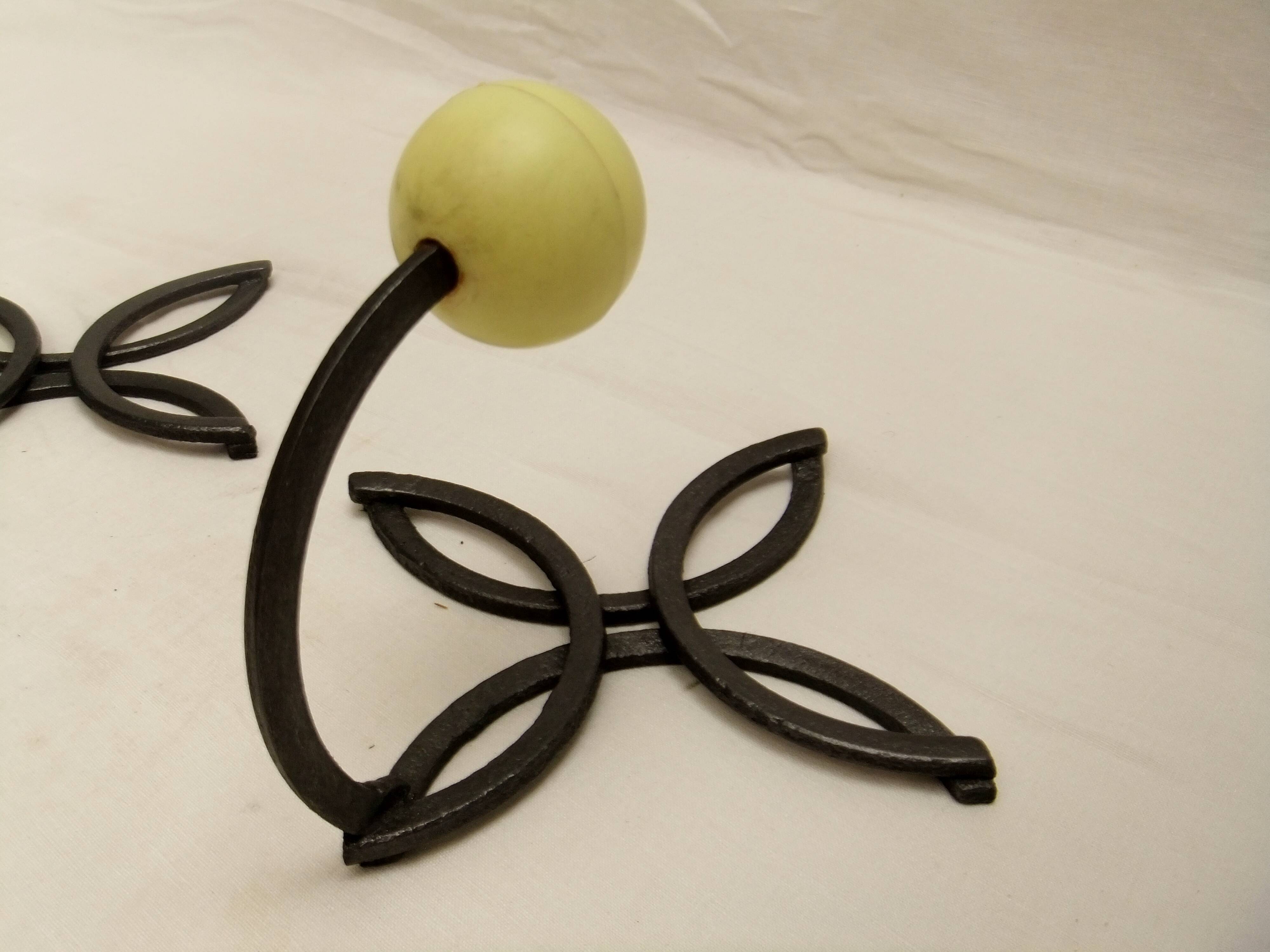 Wrought iron pair coat hook design