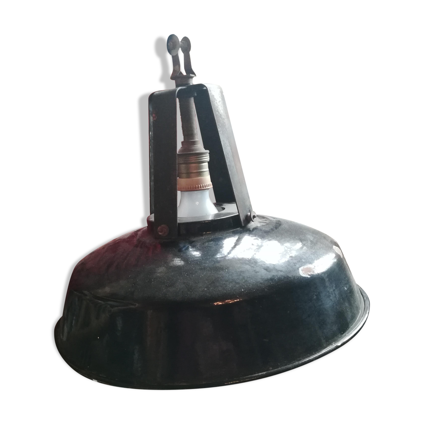 Suspension enamelled sheet metal industrial lamp workshop workshop blue midnight diameter 30 cm