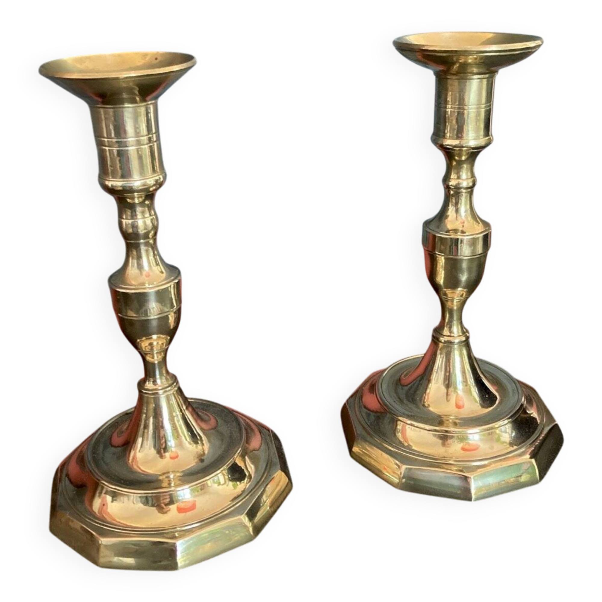 Pair of antique candlesticks - gilded bronze 18th century