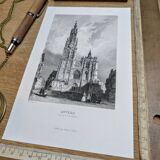 Notre-Dame of Antwerp, old engraving, printed in 1841.