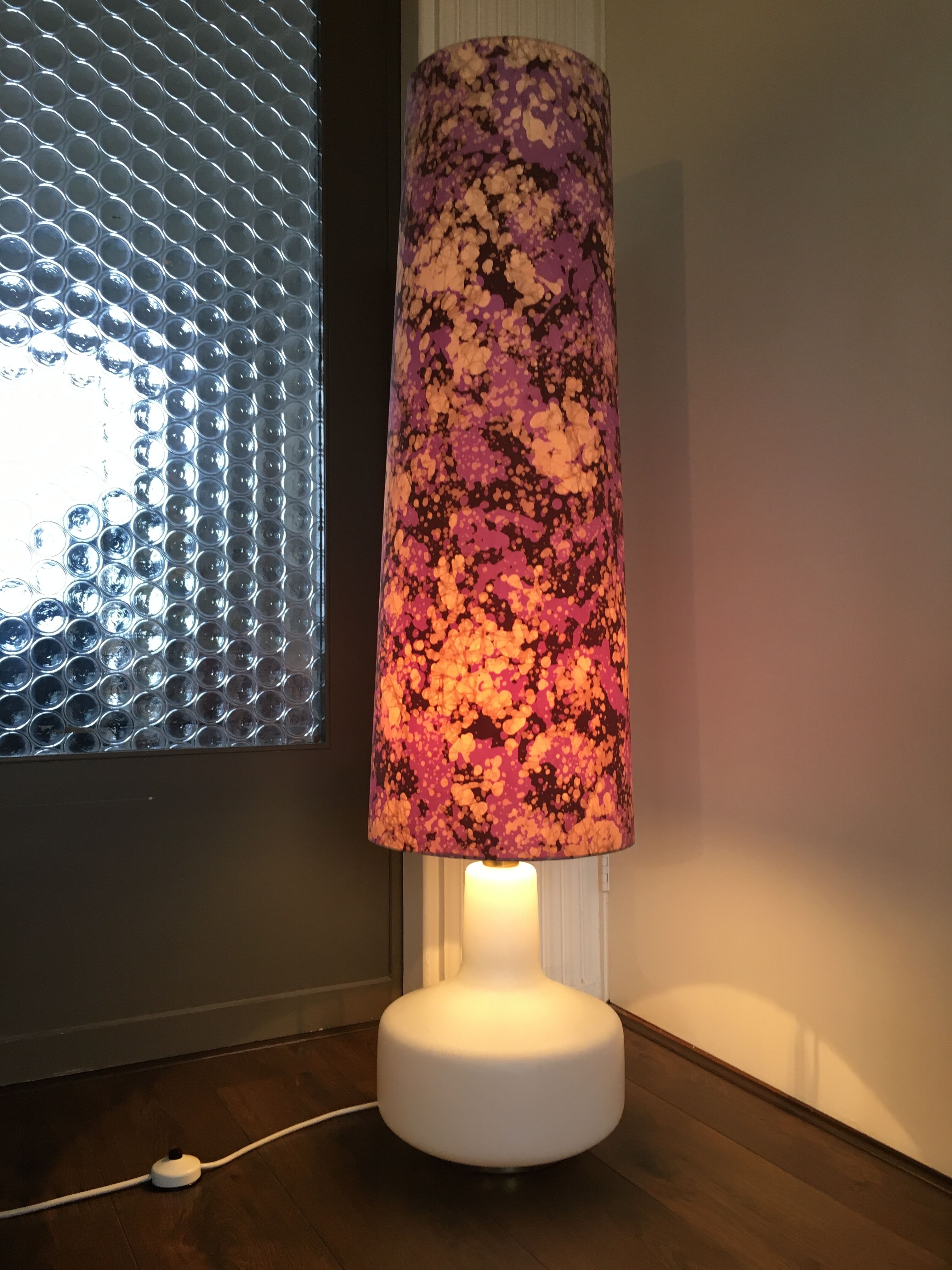 Mid-Century Pink & White Glass Floor Lamp