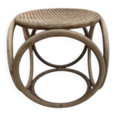 Pouf 1900 curved beech wood and caning