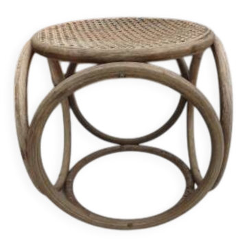 Pouf 1900 bois courbé hêtre et cannage