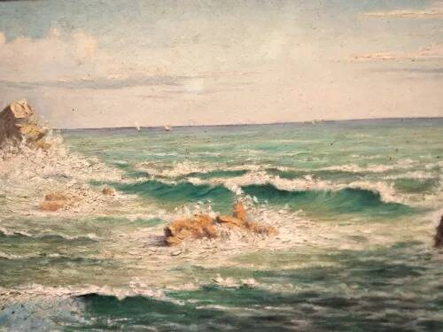 Late 20th Century Seascape Oil Painting, Framed