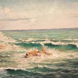 Late 20th Century Seascape Oil Painting, Framed