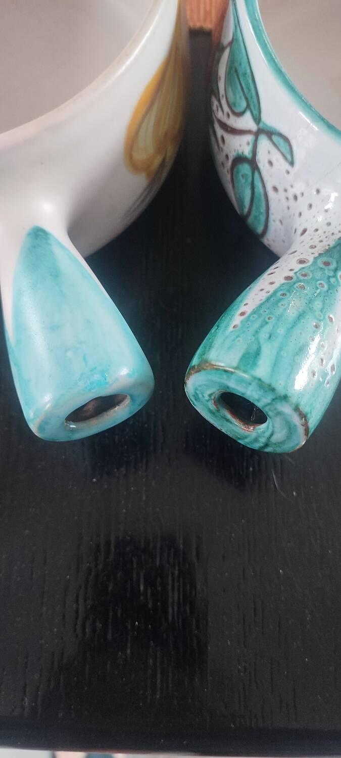 Pair of large Vallauris ceramic skillets