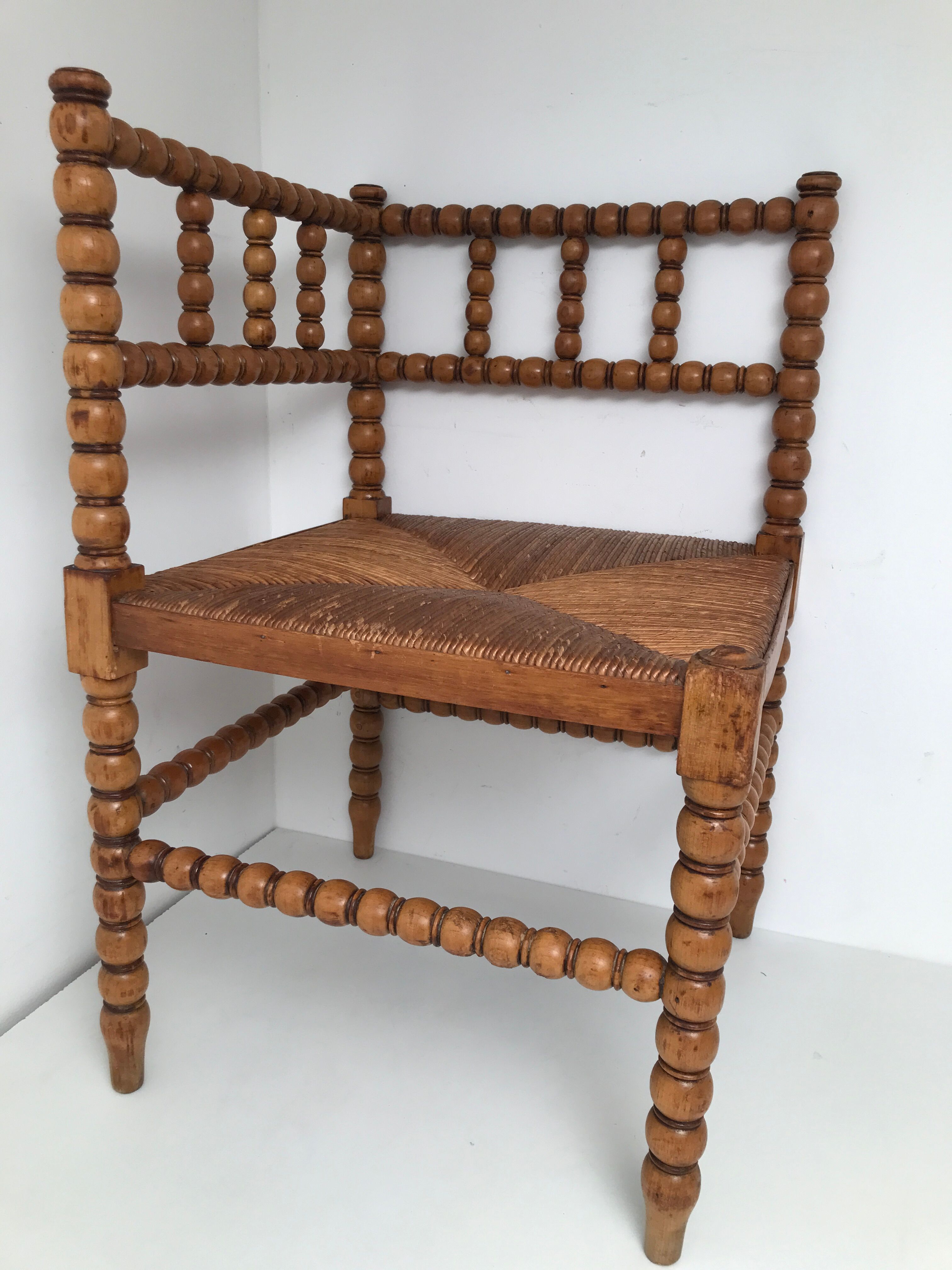 A wooden corner chair turned 1920s