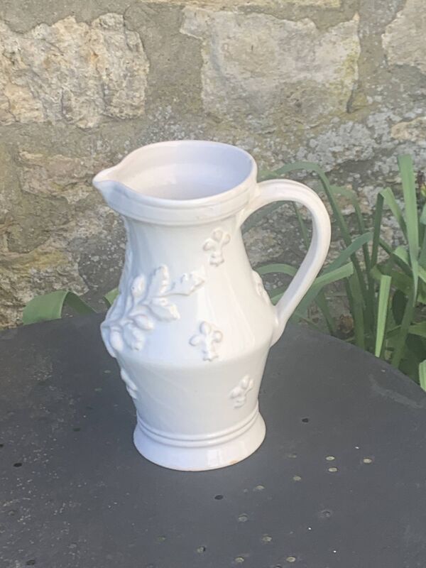 Carafe, pichet en barbotine signé Émile Tessier, Vieille France