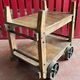 Vintage industrial servant in Teck wood and steel