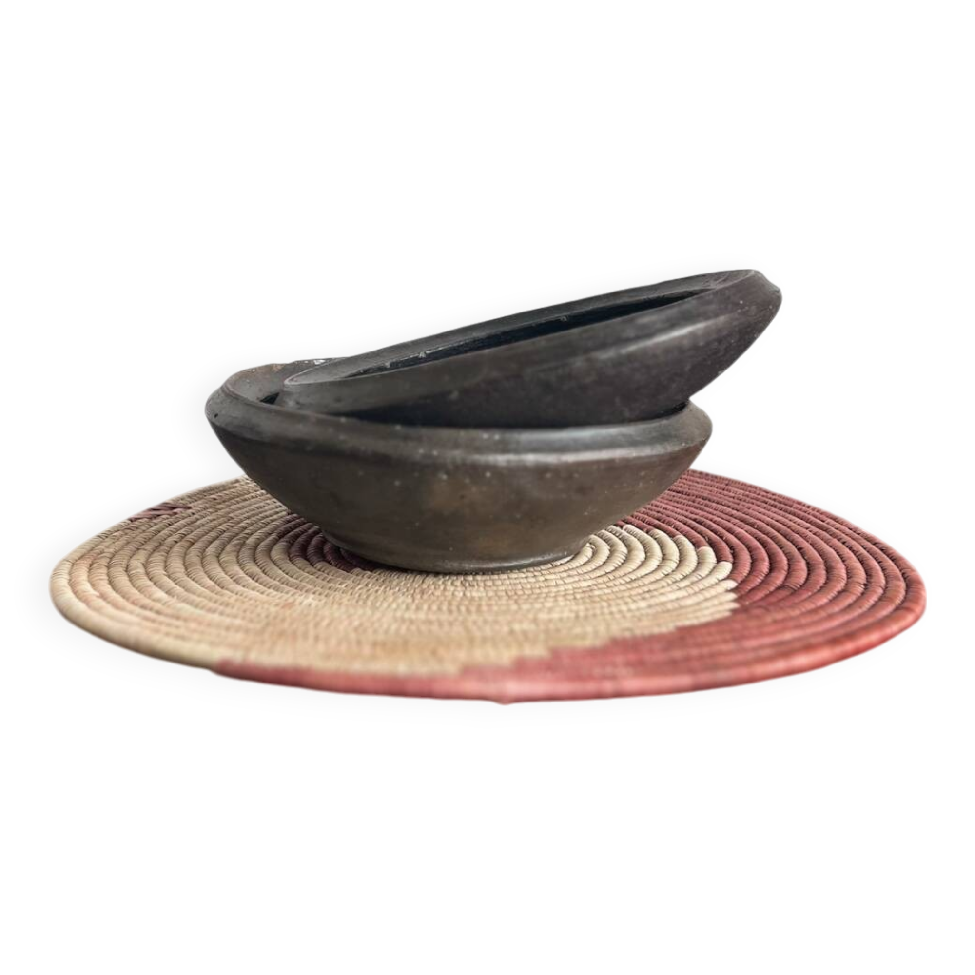 Plat-Bol Abron M noir en terre cuite Bol brut  Bol africain - Côte d’Ivoire