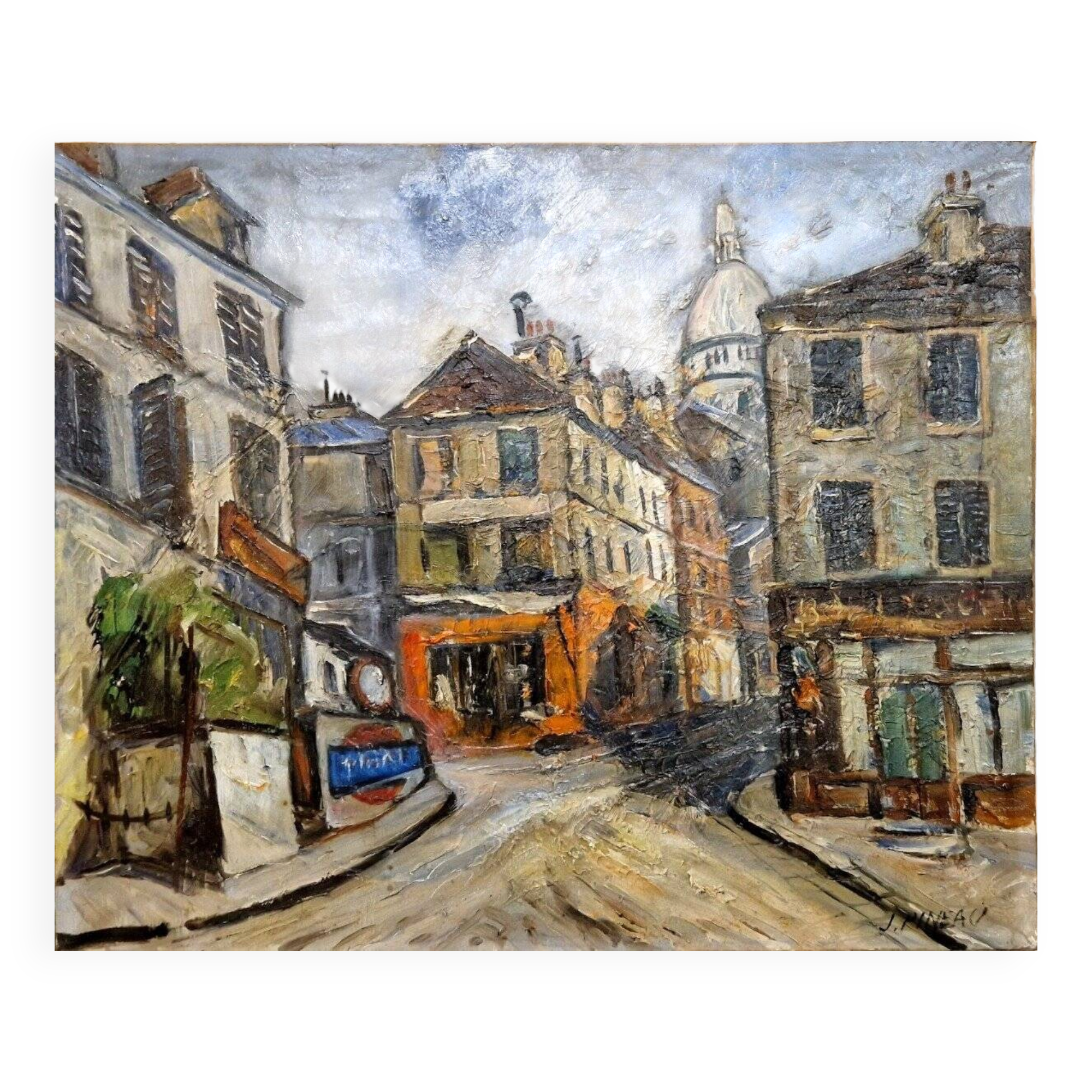 Oil by J. Pineau XX - Montmartre