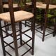 Lot of 6 stools with woven straw seats, chalet style 1970.
