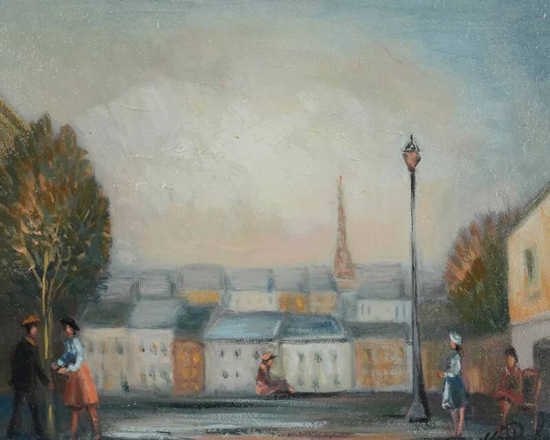 Michel Pabois: Paris, view over the rooftops, original oil on canvas signed.
