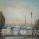 Michel Pabois: Paris, view over the rooftops, original oil on canvas signed.