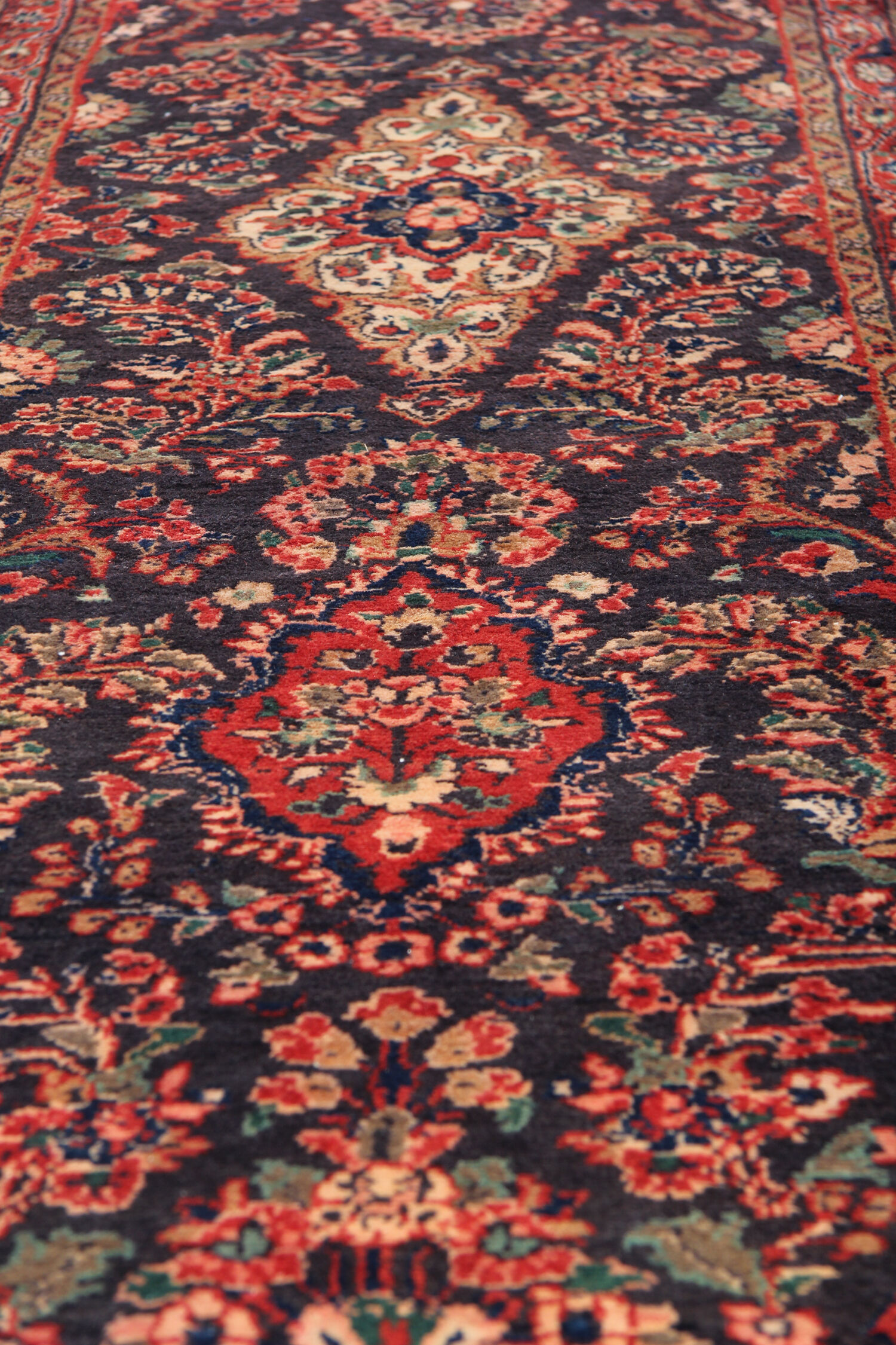 Traditional vintage Sarough runner rug 85x365cm