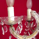 Vintage french metal crystal and glass 5 arm paris chic style chandelier 4228