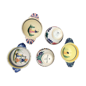 Set of 5 Breton cups Quimper