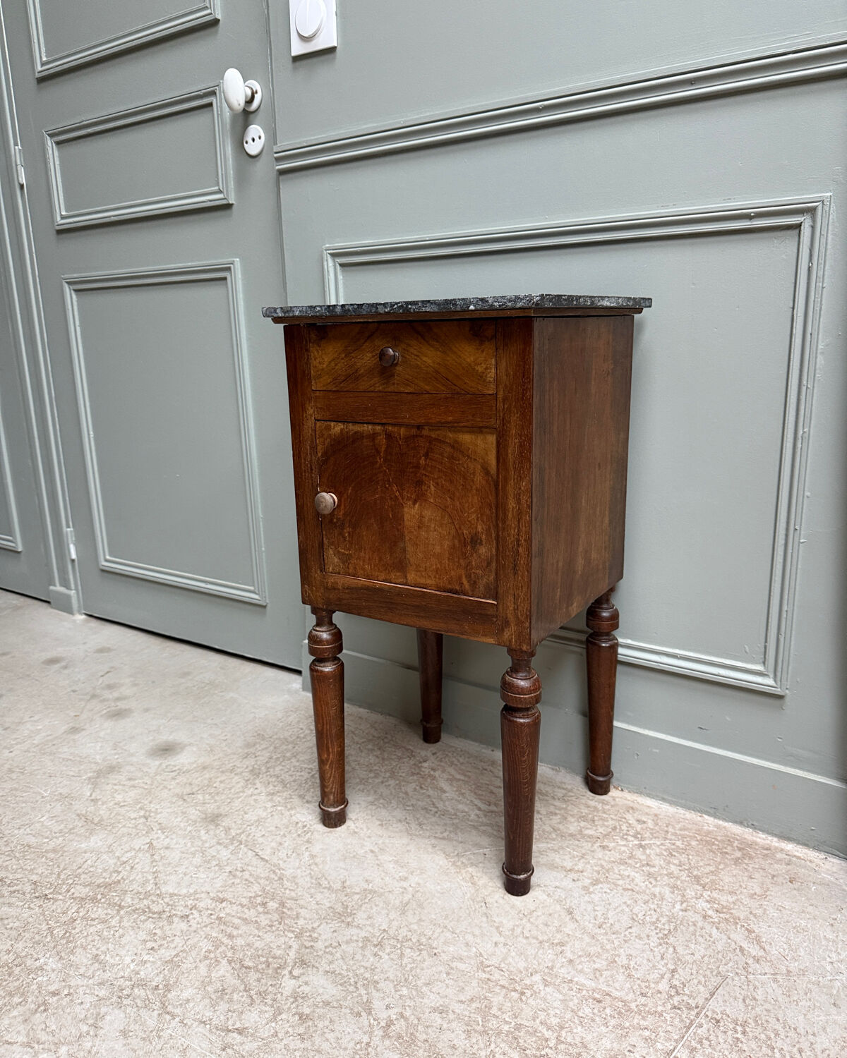 Nightstand in walnut, Napoleon III style.