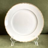 Set of 6 flat white and gold plates in old earthenware Moulin des loups vintage dishes
