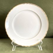 Set of 6 flat white and gold plates in old earthenware Moulin des loups vintage dishes