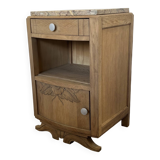 Art Deco bedside table in solid oak