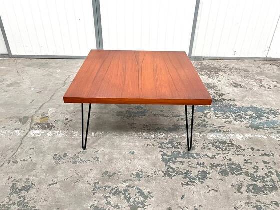Teak coffee table with hairpin legs