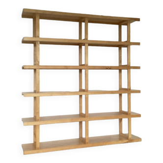 Scandinavian bookcase Room divider pine wood large model