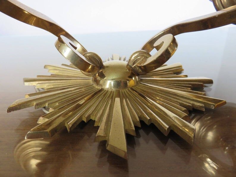 Wall lamp "little sun" in 70s golden brass