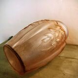 Art Deco vase, moulded satin pink glass.