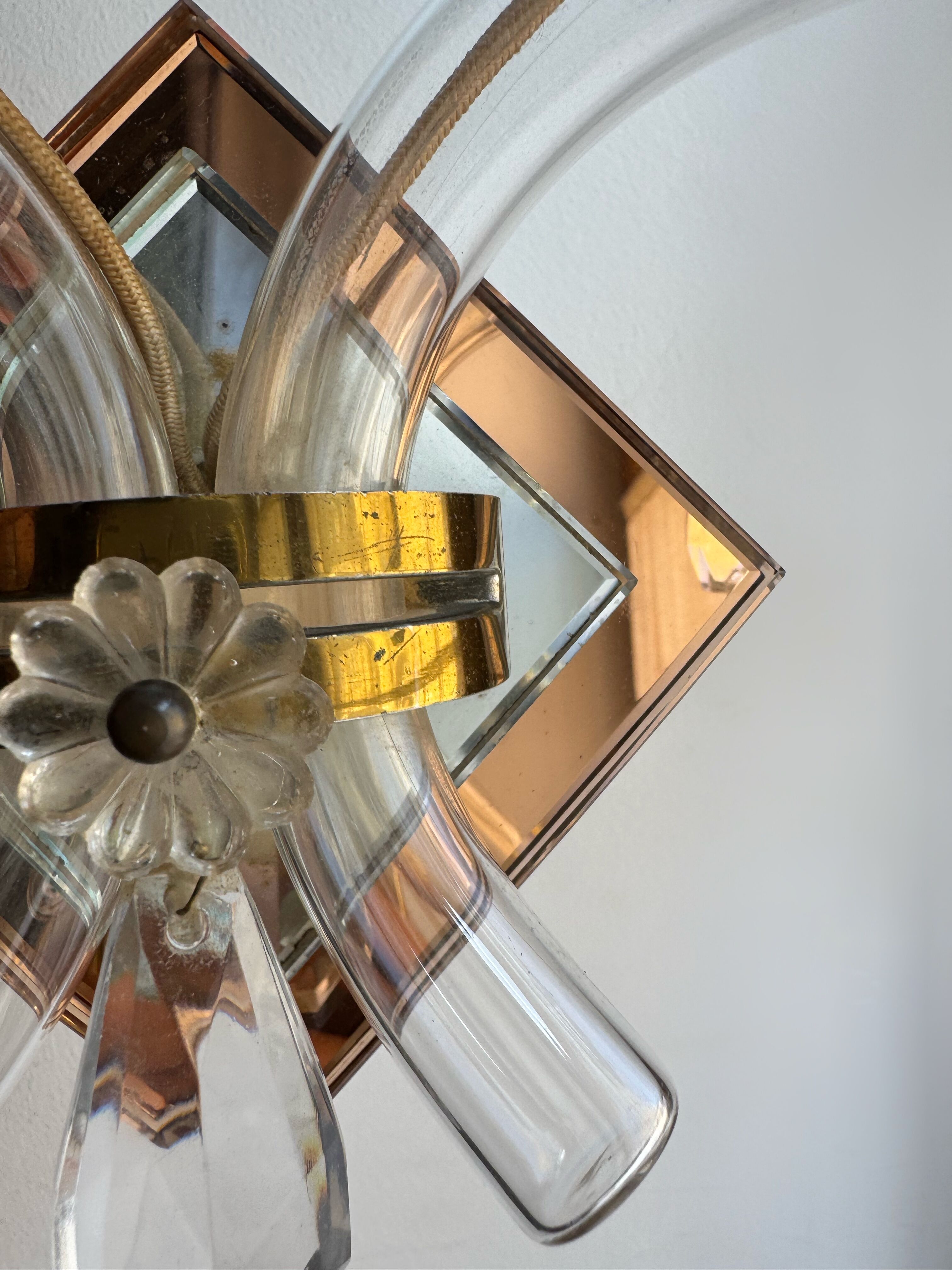 Art Deco mirror glass wall lights