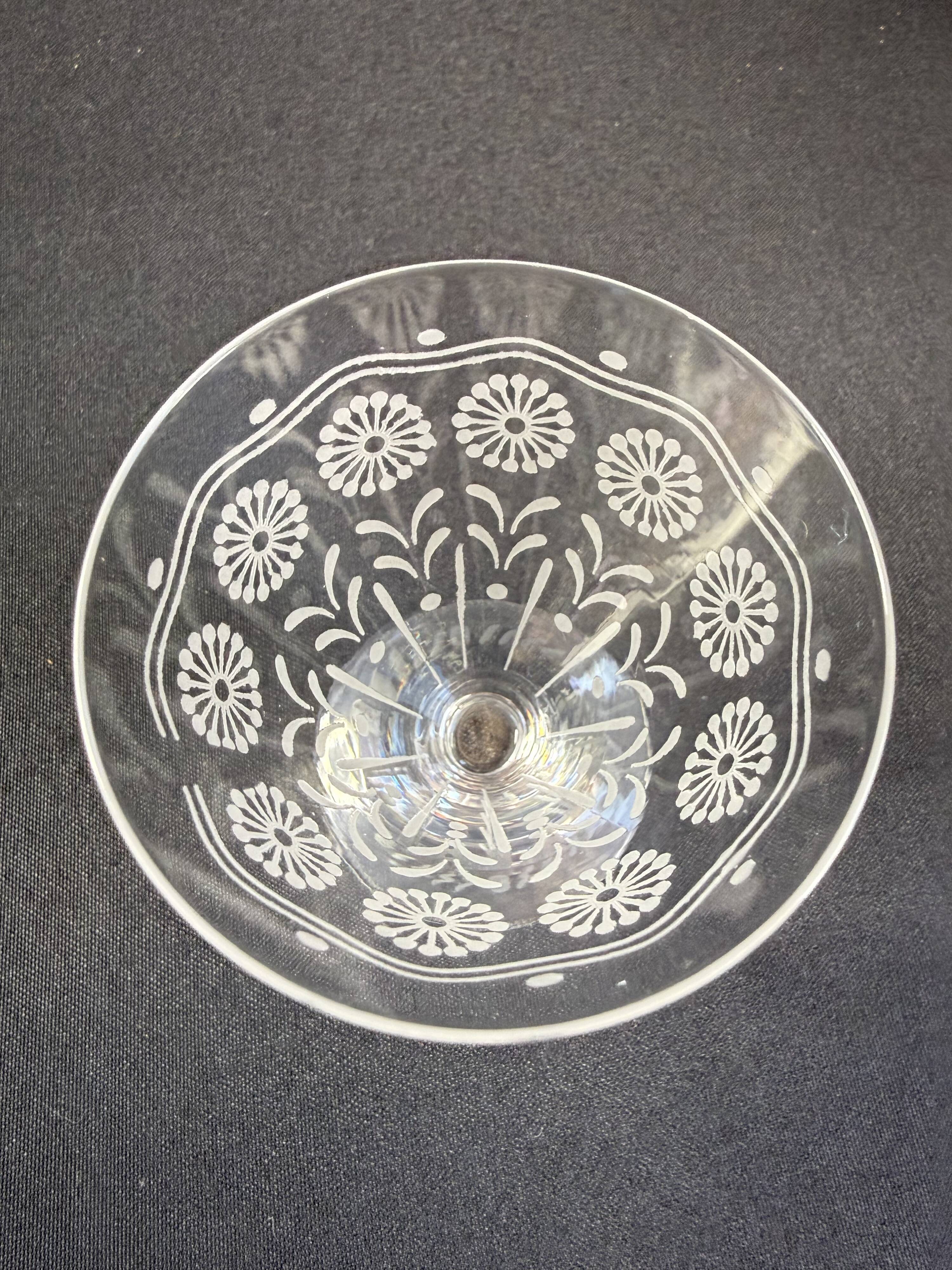 7 Baccarat wine glasses shape 11965 with matte engraving 12117.
