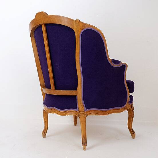 French bergere armchair - New mauve velvet upholstery