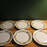 6 thick porcelain dessert plates in very good condition.