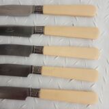 12 old silver ferrule cheese knives