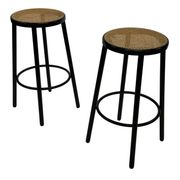 Set of four vintage bar stool - webbing and wood, 1980s Italian design