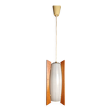 Scandinavian glass and teak pendant light