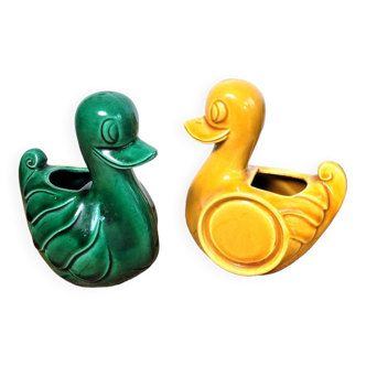 Pair of vintage ceramic ducks